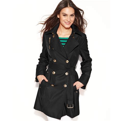 michael kors trench coat black